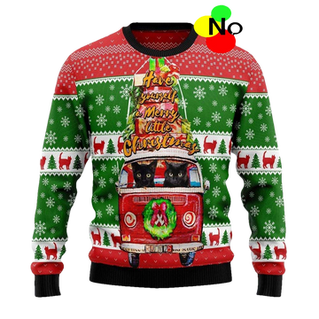 Black Cat Little Christmas Ugly Sweater - Moonbestprint