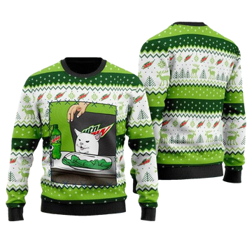 Mountain Dew Cat Meme Ugly Christmas Sweater - Moonbestprint
