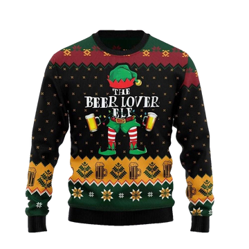 The Beer Lover Elf Christmas Sweater - Moonbestprint
