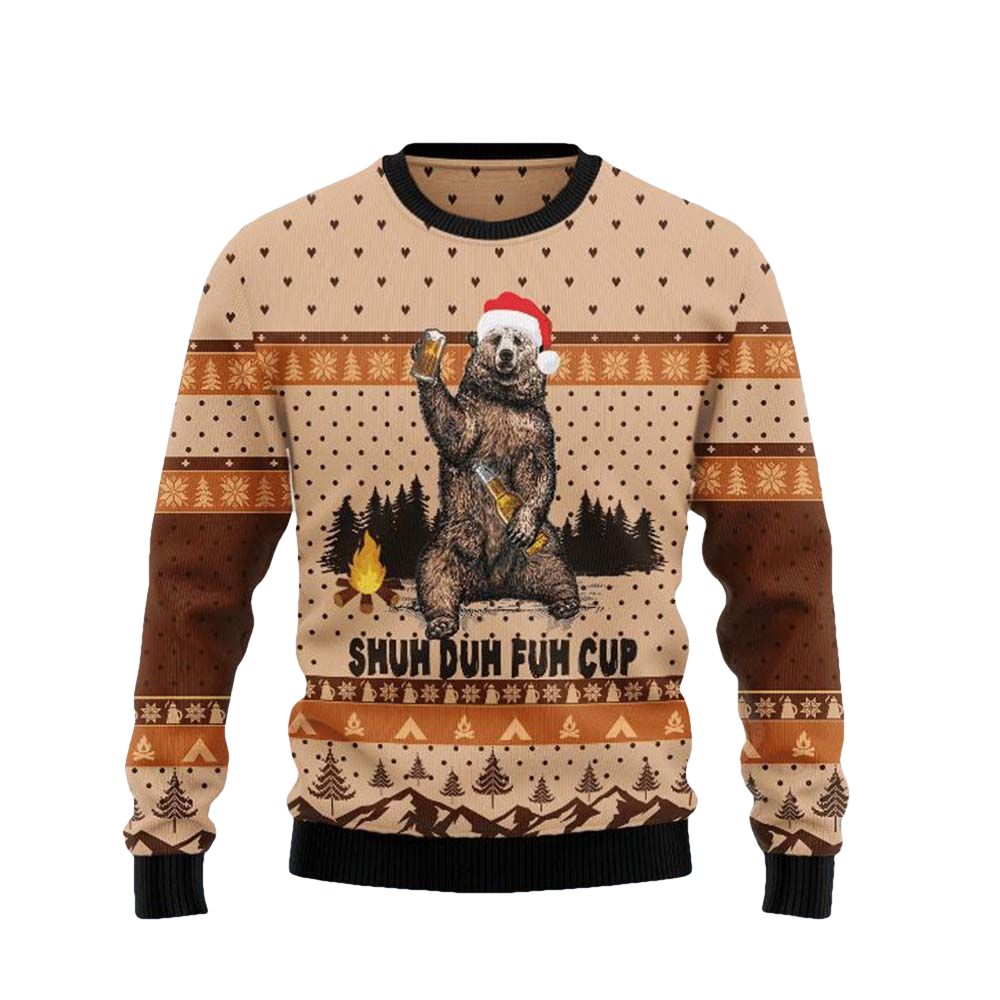 Bear Camping Shuh Duh Fuh Cup Christmas Sweater - Moonbestprint