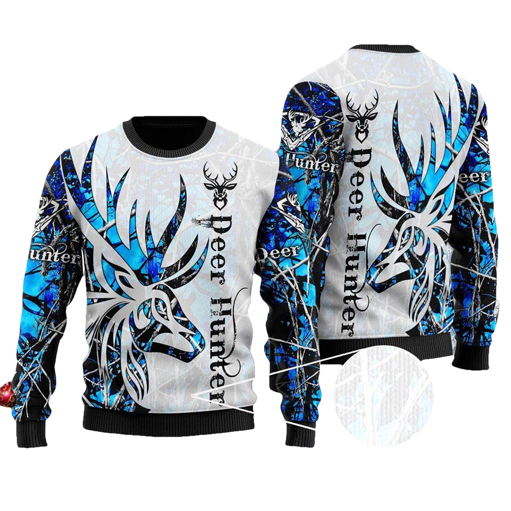 Deer Hunter Forest Cool Winter Ugly Christmas Sweater - Moonbestprint