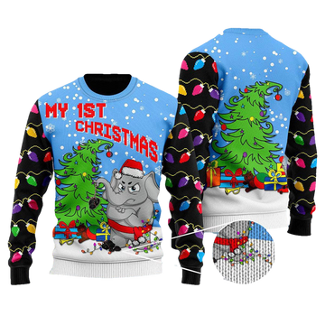 My 1St Christmas Elephant Sweater - Moonbestprint