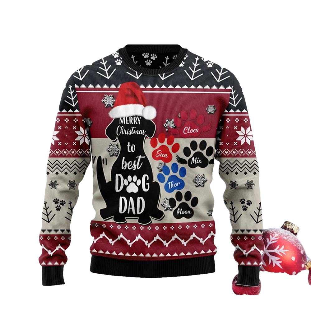 Best Dog Dad Ever Christmas Sweater - Moonbestprint