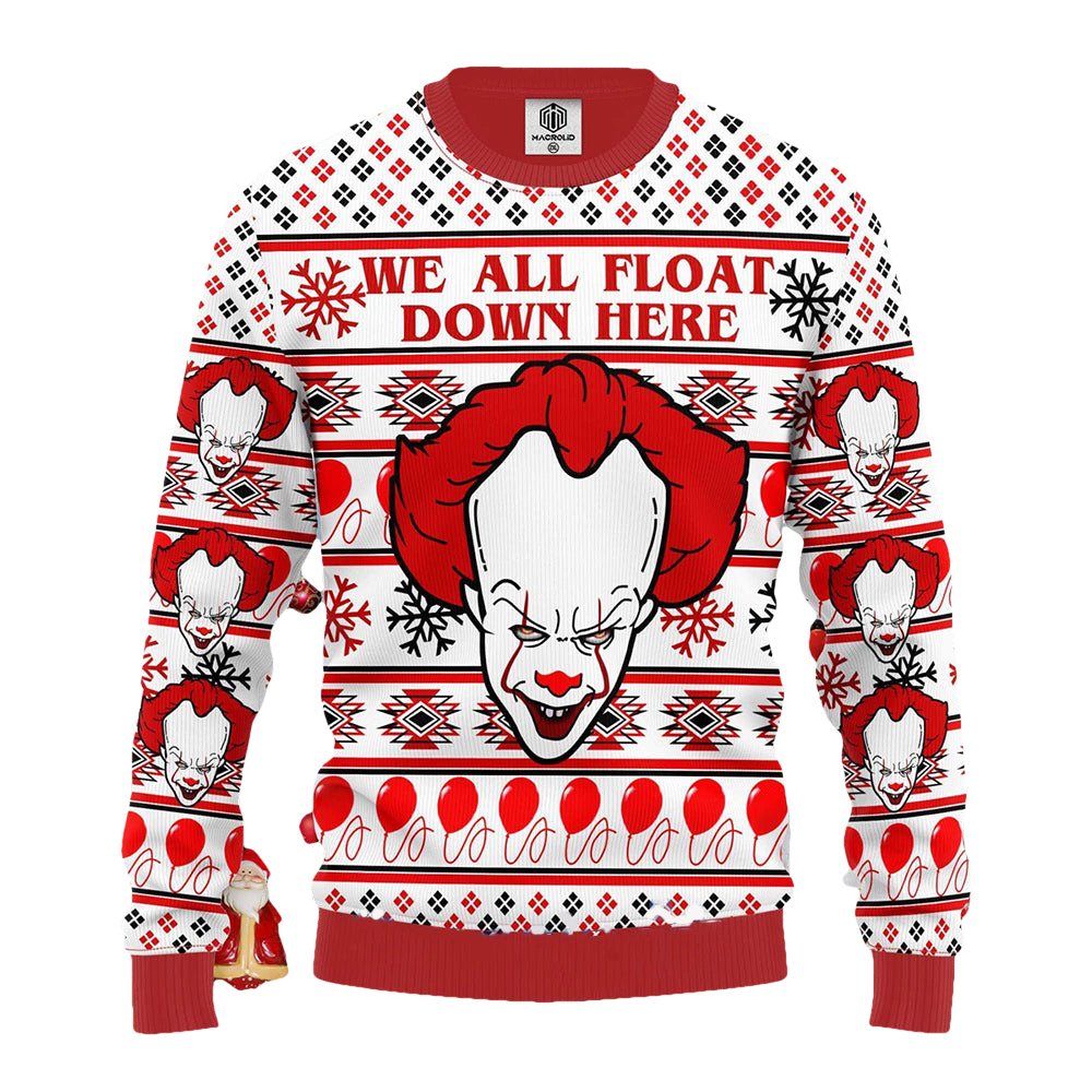 Pennywise We All Float Down Here Ugly Christmas Sweater - Moonbestprint