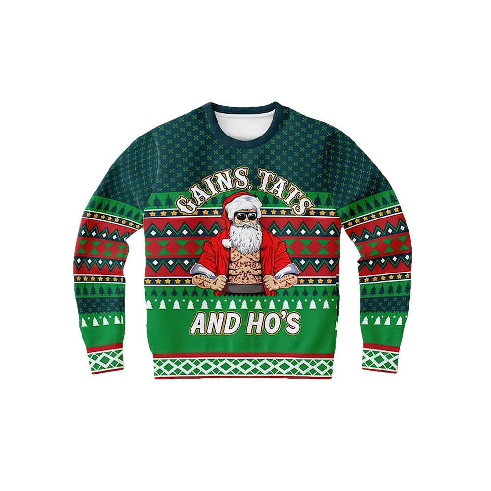 Gains Tats And Ho'S Christmas Sweater - Moonbestprint