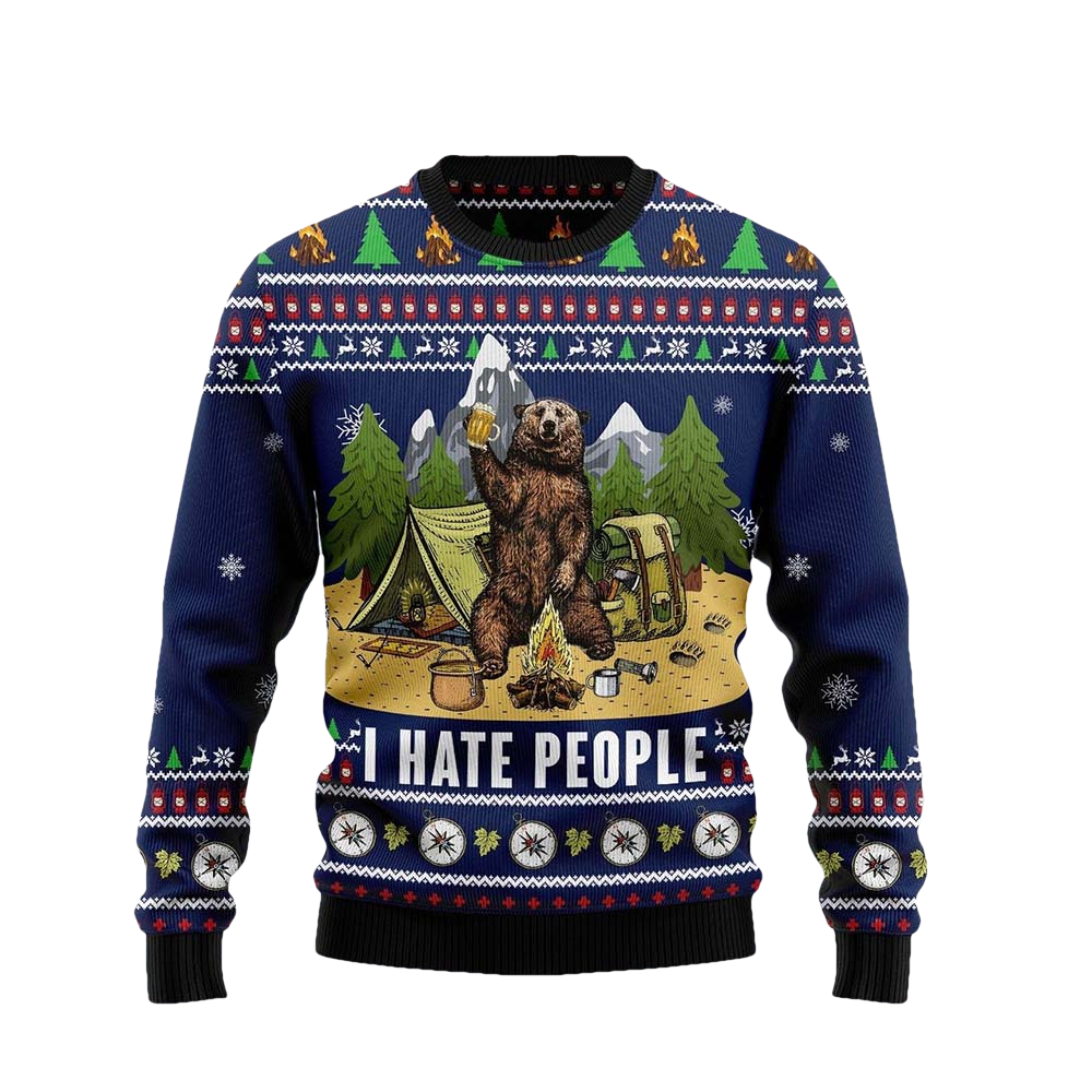Bear I Hate People Ugly Christmas Sweater - Moonbestprint
