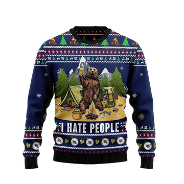 Bear I Hate People Ugly Christmas Sweater - Moonbestprint
