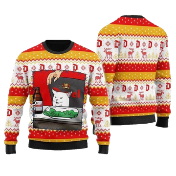 Duvel Beer Cat Meme Ugly Christmas Sweater - Moonbestprint