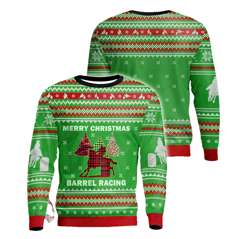 Merry Christmas Barrel Racing Christmas Sweater - Moonbestprint