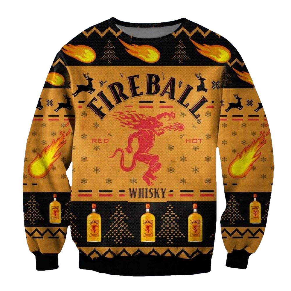 Fireball Whisky Christmas Sweater - Moonbestprint