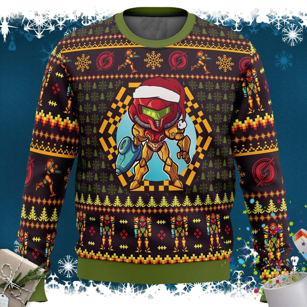 Santa Samus Aran Metroid Christmas Sweater - Moonbestprint