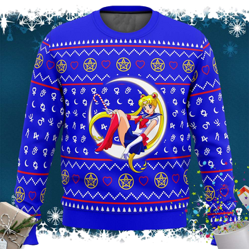 Sailor Moon Sitting On Moon Christmas Sweater - Moonbestprint