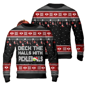 Deck The Halls With Pickleballs Christmas Sweater - Moonbestprint