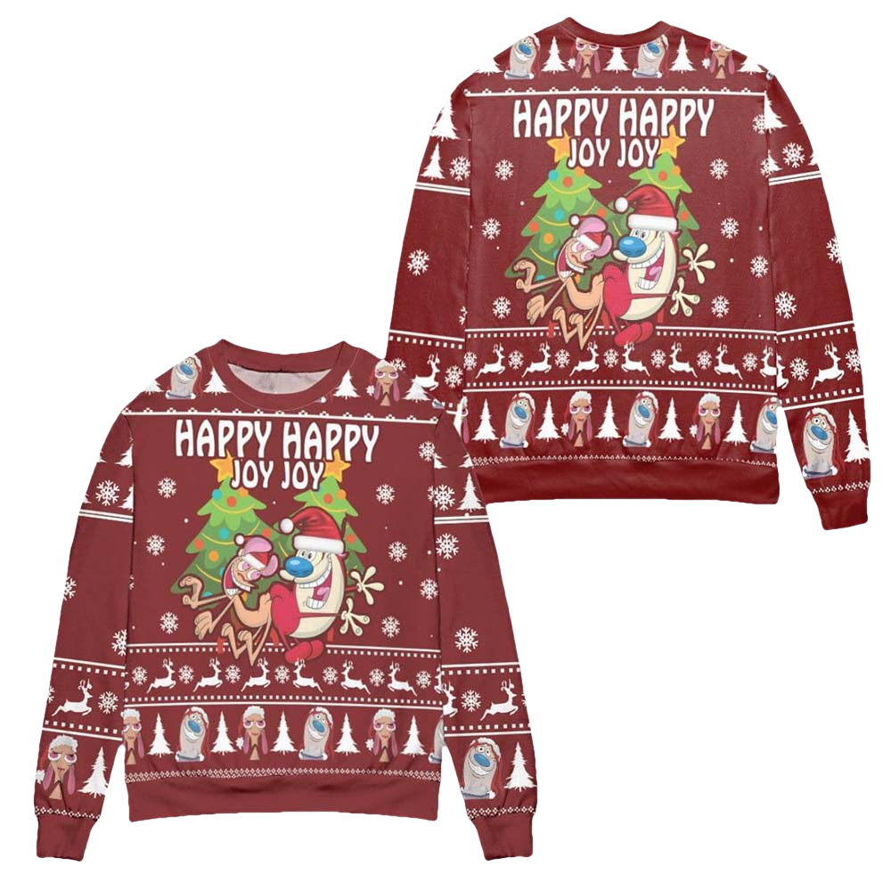 The Ren &Amp; Stimpy Show Christmas Sweater - Moonbestprint