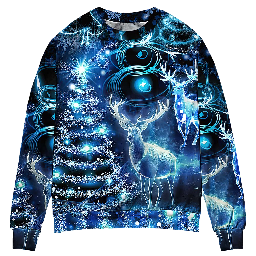 Reindeer Glow Light Style Gift Christmas Sweater - Moonbestprint