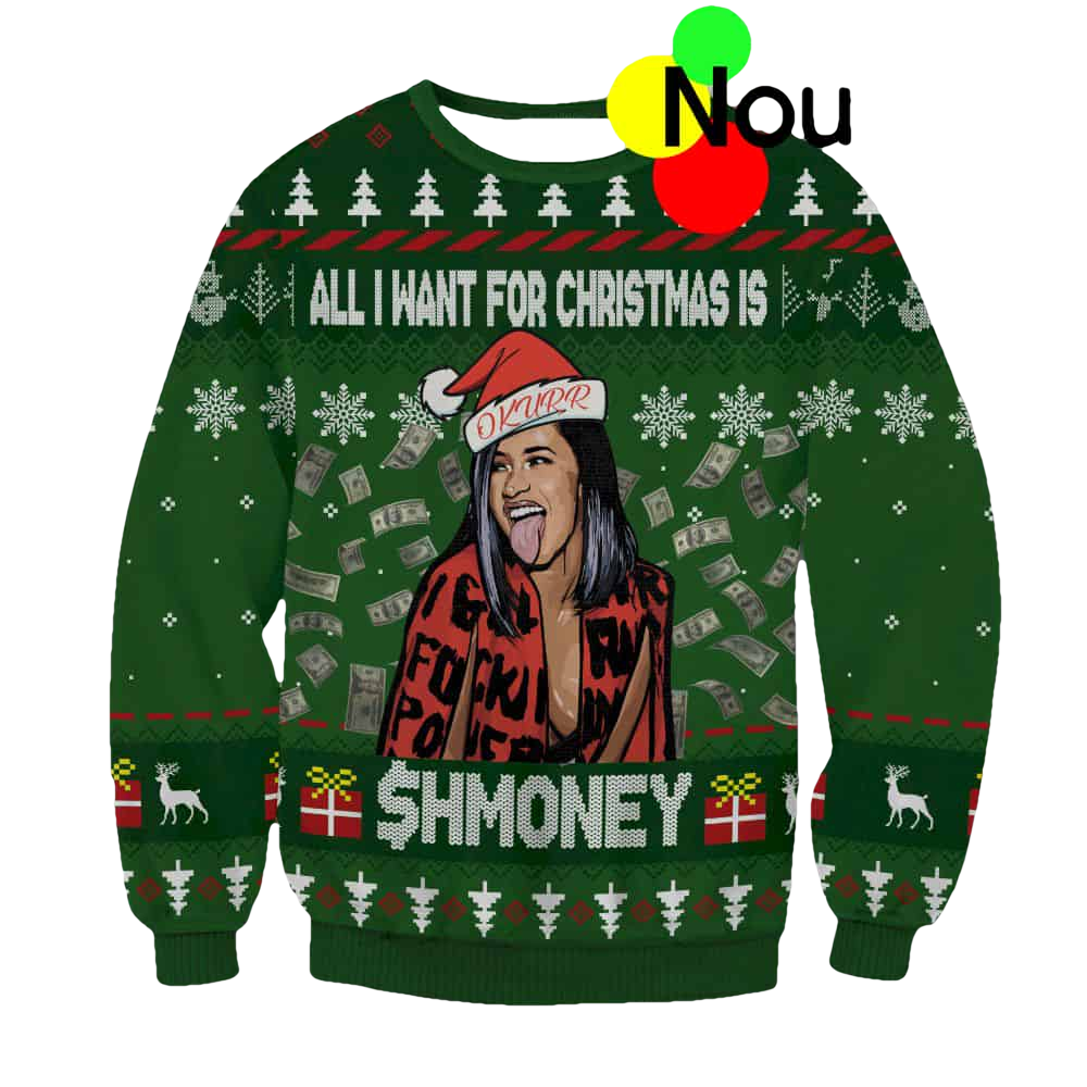 Cardi B Meme Sh Money Ugly Sweater - Moonbestprint
