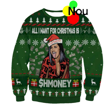 Cardi B Meme Sh Money Ugly Sweater - Moonbestprint