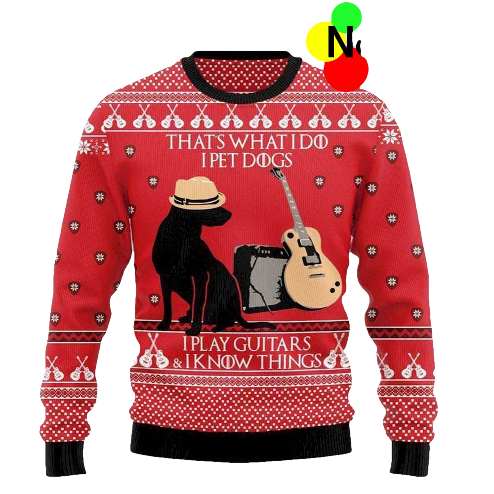 Dog Guitar Ugly Christmas Sweater - Moonbestprint
