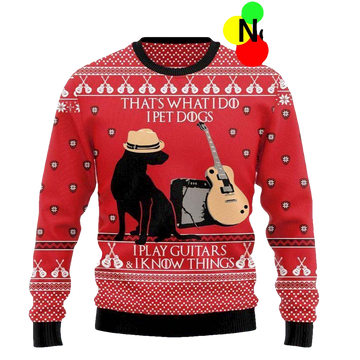 Dog Guitar Ugly Christmas Sweater - Moonbestprint
