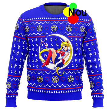 Sailor Moon Sitting On Moon Ugly Christmas Sweater - Moonbestprint