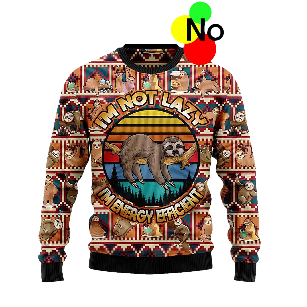 Sloth I'M Not Lazy I'M Energy Efficient Christmas Sweater - Moonbestprint