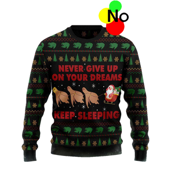 Never Give Up On Your Dreams Keep Sleeping Christmas Sweater - Moonbestprint