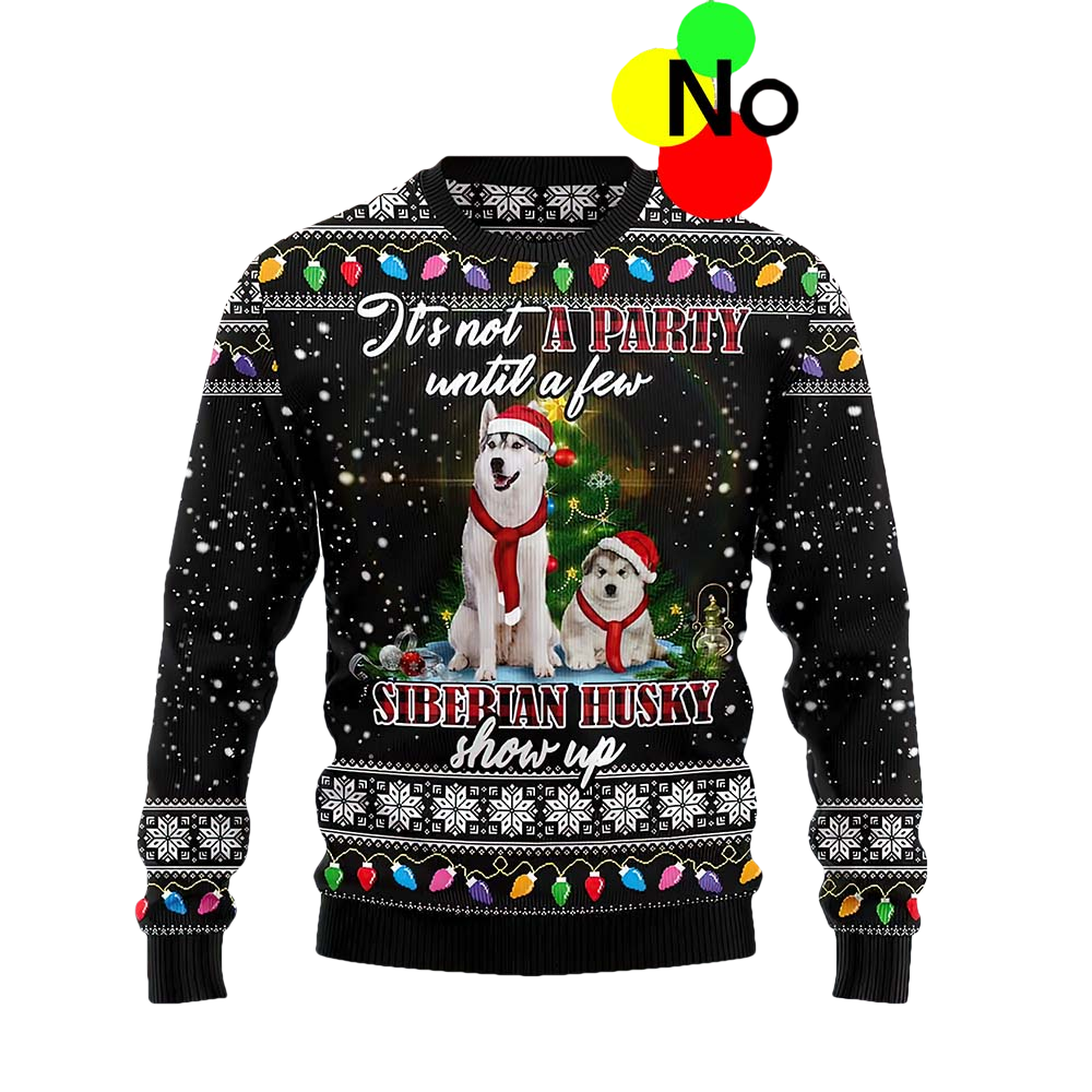 Husky Show Up Christmas Ugly Sweater - Moonbestprint