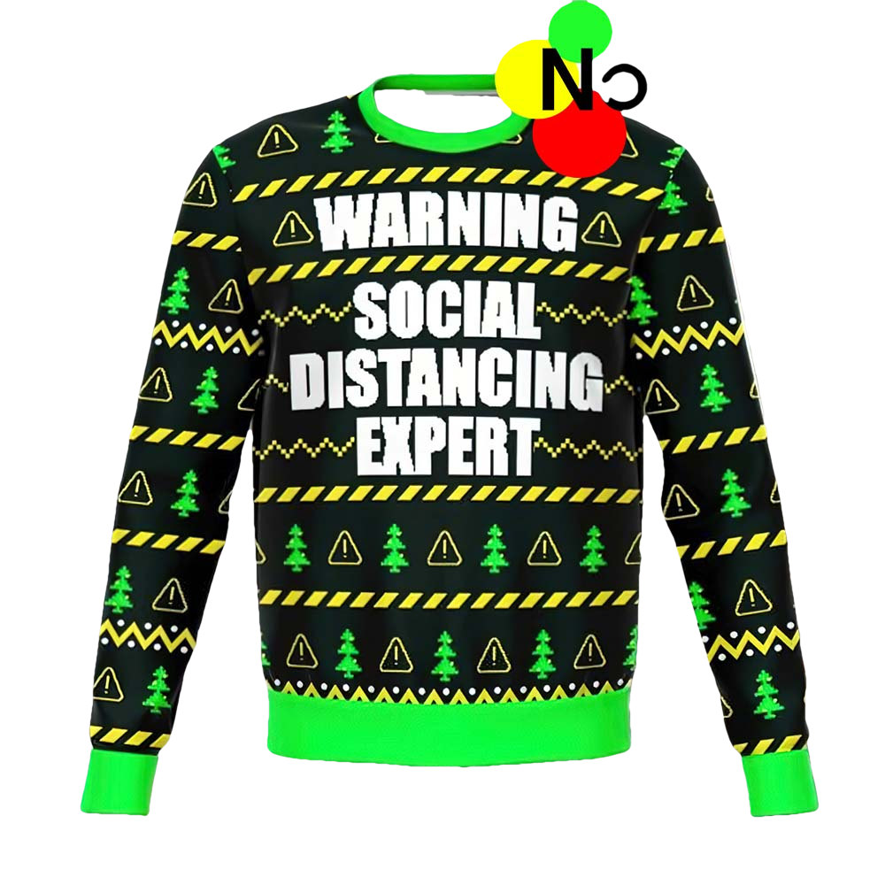 Warning Social Distancing Expert Ugly Christmas Sweater - Moonbestprint