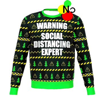 Warning Social Distancing Expert Ugly Christmas Sweater - Moonbestprint