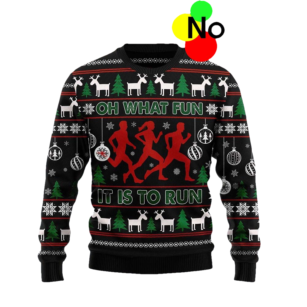 Oh What Fun It Is To Run Christmas Sweater - Moonbestprint