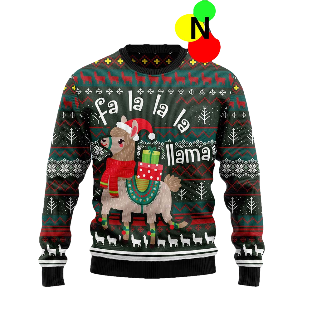 Llama Fa La La La Ugly Christmas Sweater - Moonbestprint