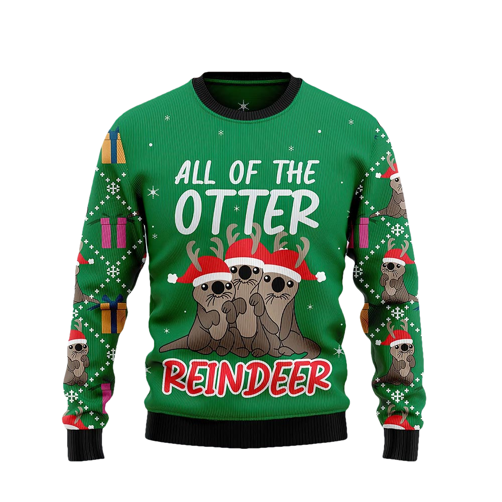 Otter Reindeer Christmas Ugly Sweater - Moonbestprint