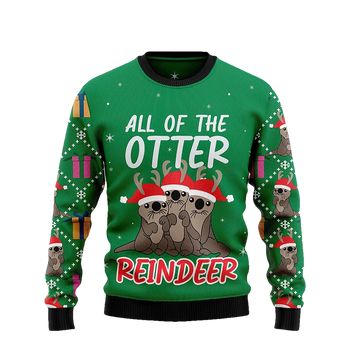 Otter Reindeer Christmas Ugly Sweater - Moonbestprint
