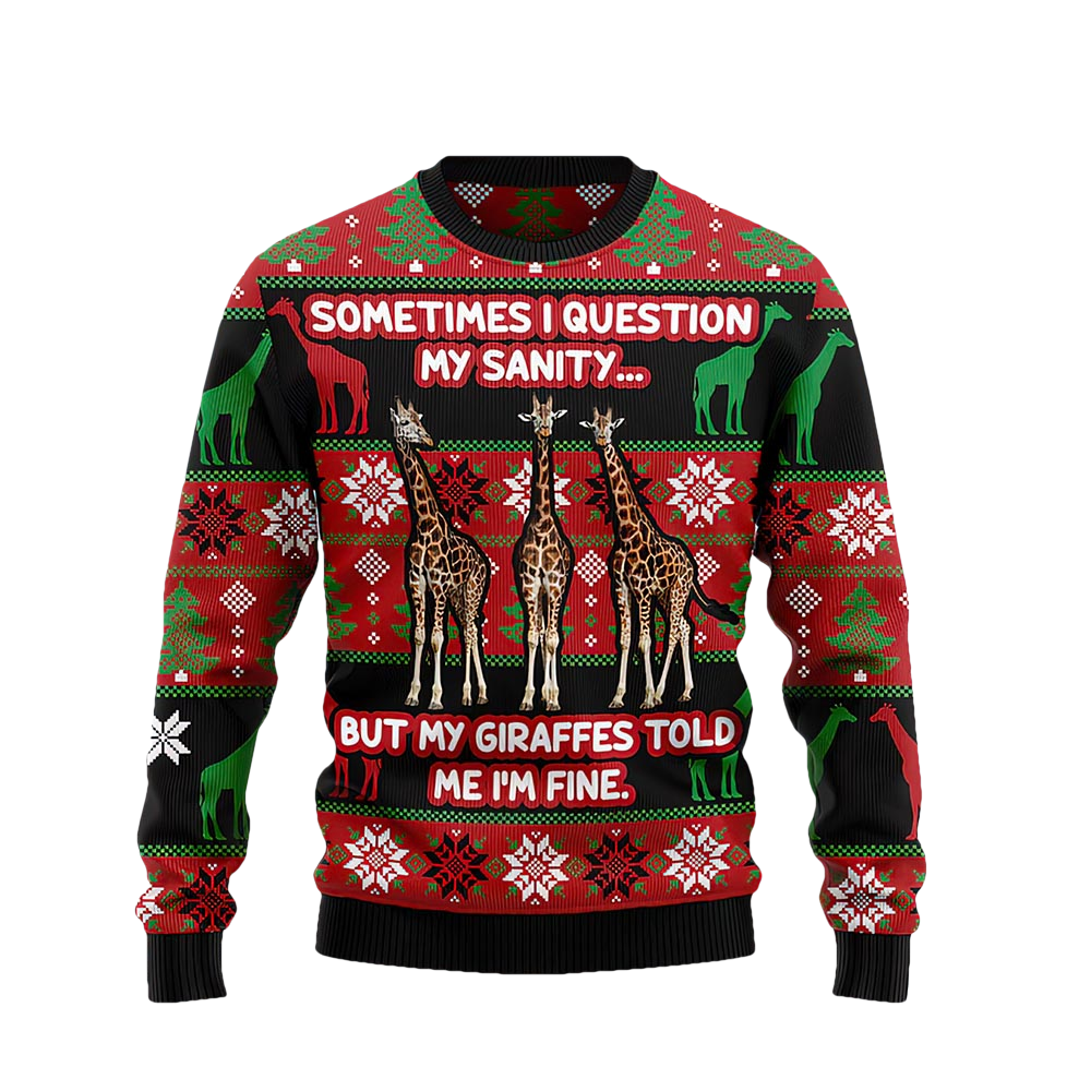 My Sanity Question Giraffe Christmas Ugly Sweater - Moonbestprint