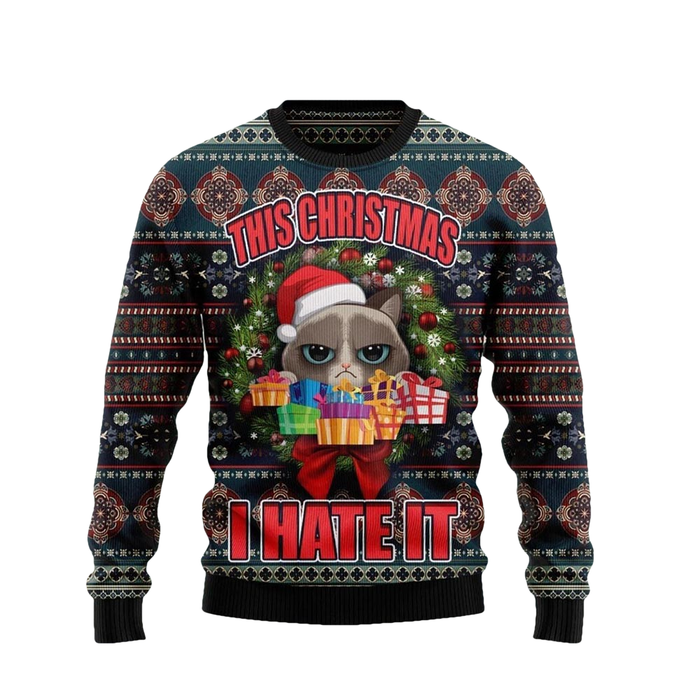 Cat This Christmas I Hate It Sweater - Moonbestprint