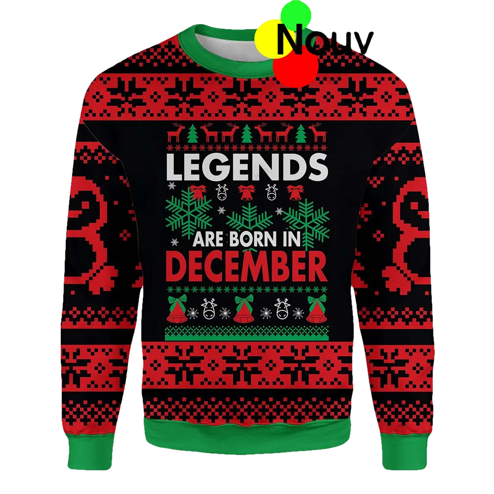 Legends Are Born In December Ugly Christmas Sweater - Moonbestprint