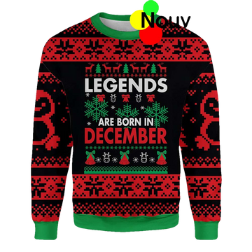 Legends Are Born In December Ugly Christmas Sweater - Moonbestprint