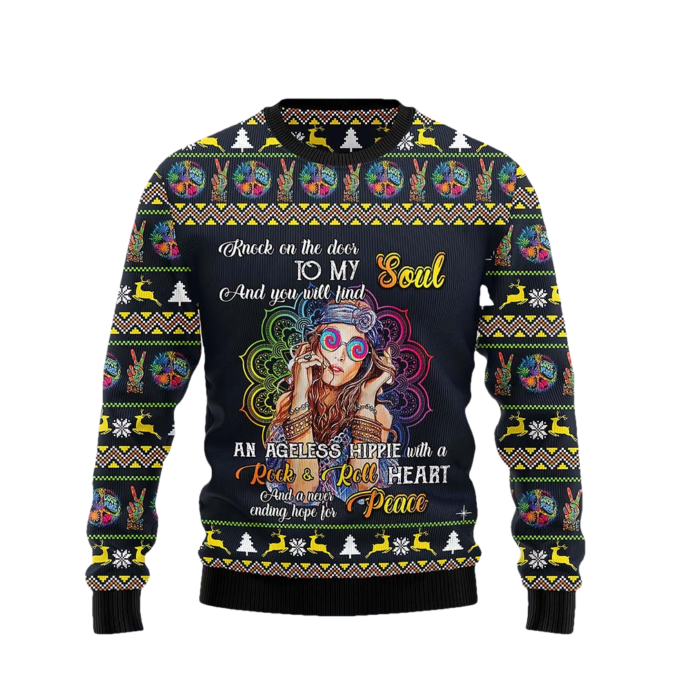 Hippie Girl Christmas Ugly Sweater - Moonbestprint
