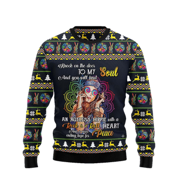 Hippie Girl Christmas Ugly Sweater - Moonbestprint