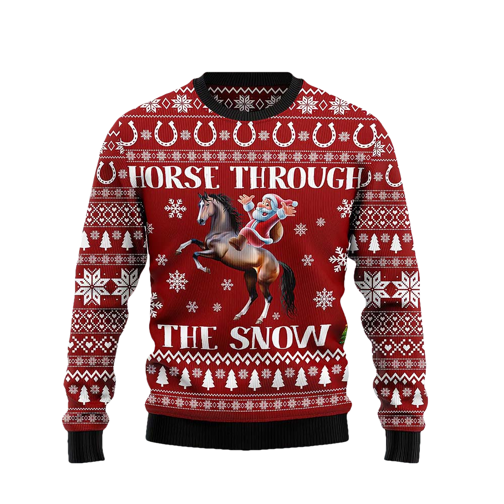Horse Through The Snow Ugly Christmas Sweater - Moonbestprint