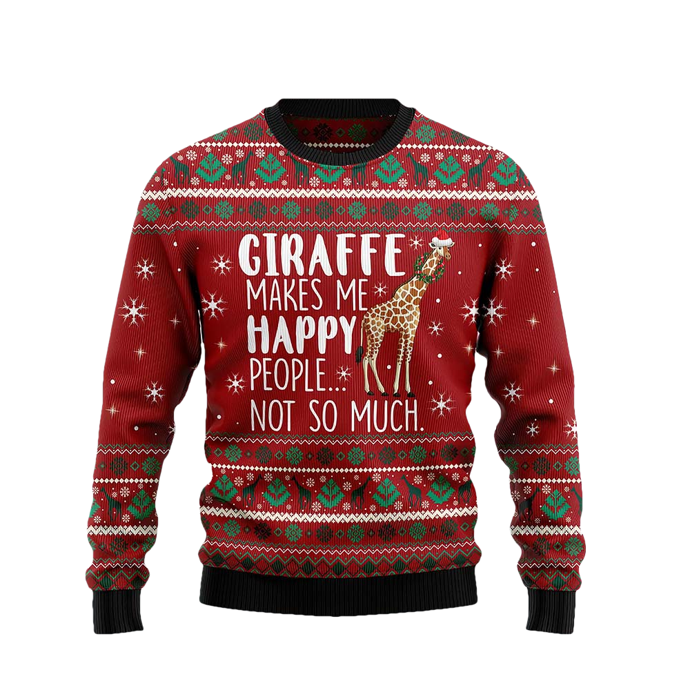 Giraffe Makes Me Happy People Not So Much Christmas Sweater - Moonbestprint