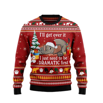Elephant I'Ll Get Over It I Just Need To Be Dramatic First Christmas Sweater - Moonbestprint
