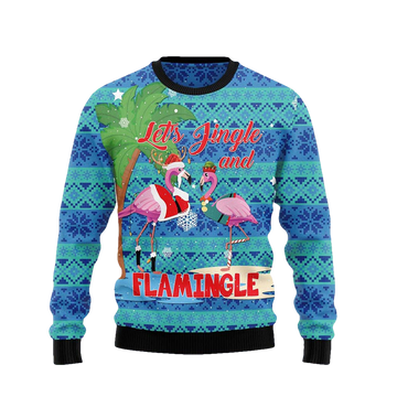 Flamingo Let Jingle Christmas Ugly Sweater - Moonbestprint