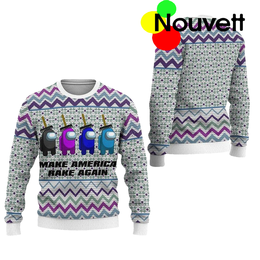 Among Us Make America Rake Again Christmas Ugly Sweater - Moonbestprint