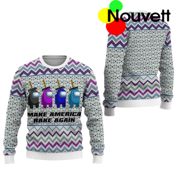 Among Us Make America Rake Again Christmas Ugly Sweater - Moonbestprint