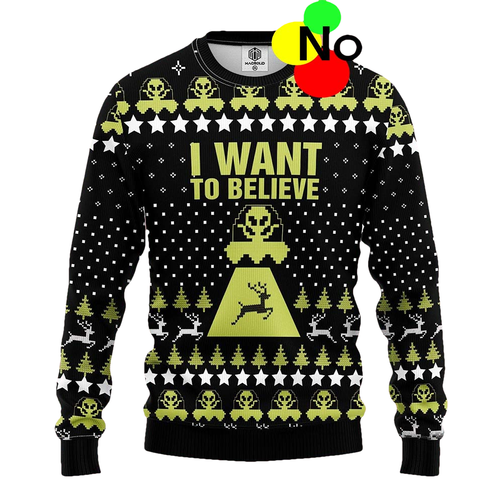 Alien I Want To Believe Christmas Sweater - Moonbestprint