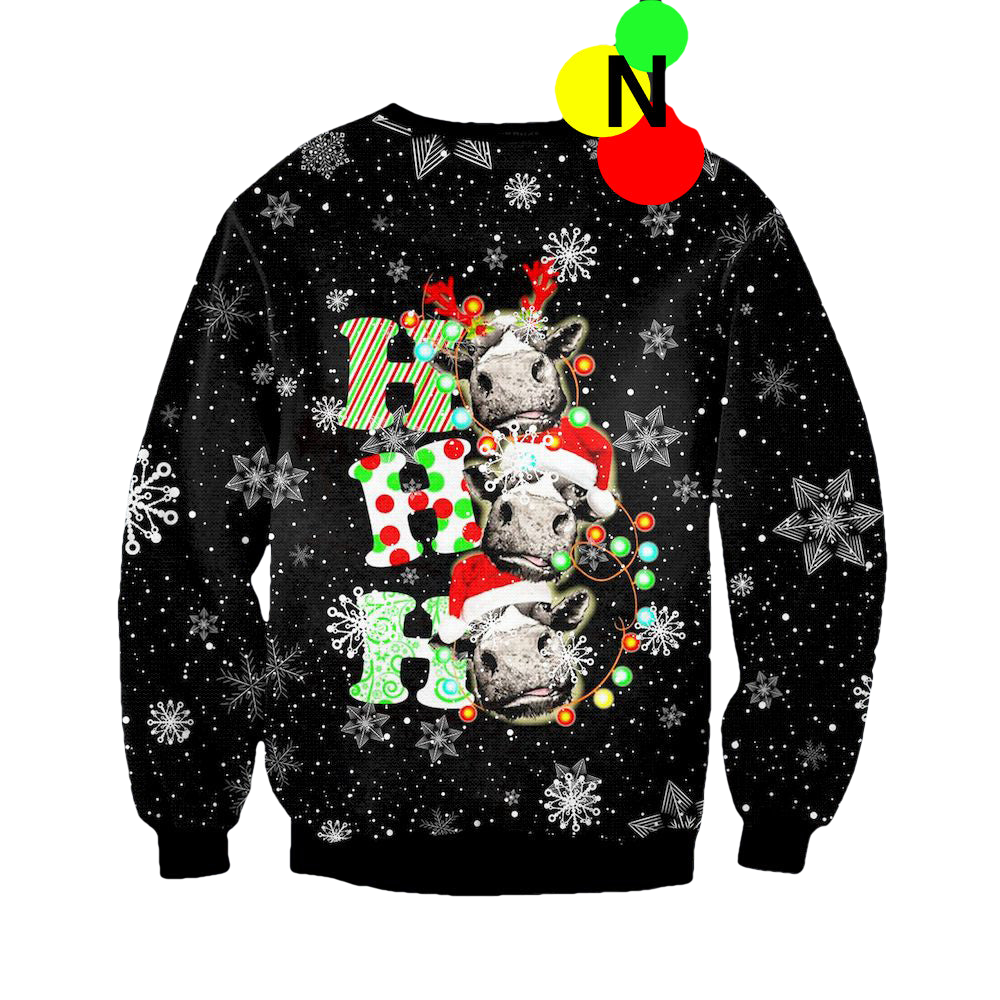 Cow Ho Ho Ho Ugly Christmas Sweater - Moonbestprint