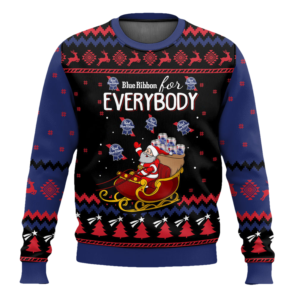 Pabst Blue Ribbon For Everybody Ugly Sweater - Moonbestprint
