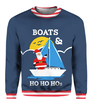 Boats Ho Ho Hos Ugly Christmas Sweater - Moonbestprint