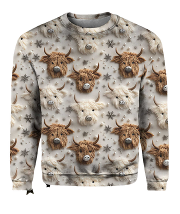 Christmas Highland Cow Highland Sweater - Moonbestprint